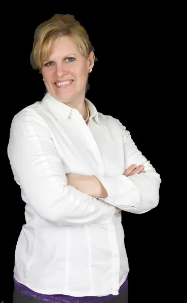 A woman in white shirt with arms crossed.